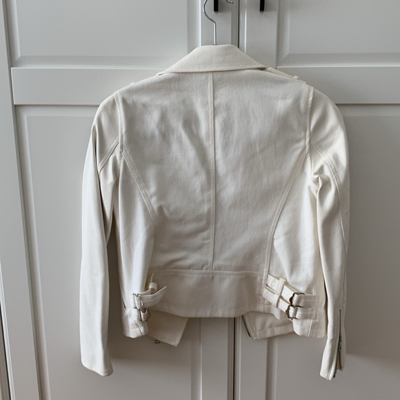 Club Monaco white bomber jacket with leather sleeves size XS - Picture 2 of 3